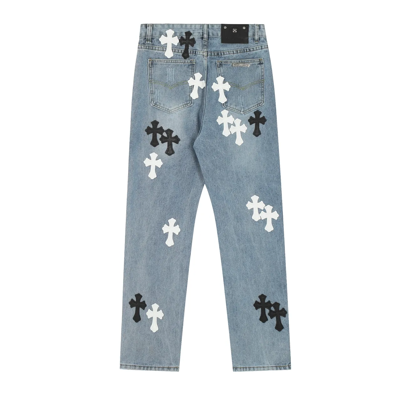 KE960 P230 The only correct leather label version on the market Chrome Hearts CH Cross embroidery distressed jeans Top ceiling quality 100% version correct version is here!  Believe me this must be the best quality you will ever come across! ! Excellent value for money! !  Styles with different washes and textures are very friendly to people with thin legs and thick legs. The straight version is very flattering to the shape of the legs. The moderate length is timeless and easy to match. It is the basis of various styles and a must-have in the wardrobe! ! Add a little stacking to make the atmosphere easy to control. The fabric is stiff but the upper body is soft without losing texture. The sides and cuffs of some styles have a bone-wash effect. It’s really hard not to love it!  ✅Correctly customize the Croxin metal leather label on the back panel. It is definitely not sold directly with the cross on the finished jeans. 1:1 copying strives for excellence and the details are perfectly grasped. ✅The cross leather label is clear and smooth. Exquisite turning top craftsmanship. ✅Buttons, zippers and hardware are all customized versions of the Croxin LOGO. ✅High-cost washing process. Size: 28 30 32 34 36